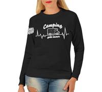 Spaß Kostet Damen Pullover Sweatshirt Wohnmobil Camping geht Immer Camper Motiv Herzschlag