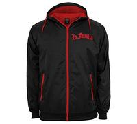 Spaß Kostet Herren Windbreaker Regenjacke LA FAMILIA Logo mit Kapuze weiss schwarz label