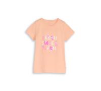 Kurzarmshirt TOM TAILOR, Mädchen, Gr. 128/134, peach bloom, Jersey, Obermaterial: 100% Baumwolle, bedruckt, regular fit hüftbedeckend, Rundhals, abgesteppte Kante, Shirts, mit Print und Pailletten (66