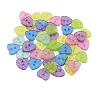 Special Touches Pastell-Mix Glitzer-Herz-Knöpfe, Kunstharz, 13 mm, 50 Stück