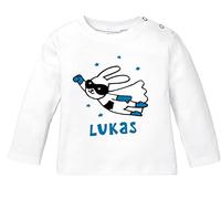 SpecialMe® Baby Langarmshirt mit Namen personalisiert Hase Superheld Junge Mädchen Bio-Baumwolle Jungen weiß 92/98 (16-24-Monate)