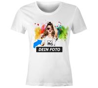 SpecialMe® Damen T-Shirt personalisiert mit Foto Text T-Shirt selbst gestalten & Bedrucken Lassen Foto-Geschenk Weiss L