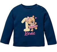 SpecialMe® personalisiertes Baby Langarmshirt mit Namen Geburtstagsshirt Bär Ballerina Zahl 1 Mädchen blau 92/98 (16-24-Monate)