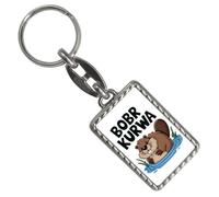 speecheese BOBR KURWA Schlüsselanhänger mit Bordüre mit lustigem Meme Biber Humorvoller Schlüsselring mit Bibern als witziges Alltagsaccessoire