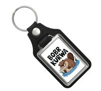 speecheese BOBR KURWA Schlüsselanhänger mit Kunstleder-Anhänger mit lustigem Meme Biber Humorvoller Schlüsselring mit Bibern als witziges Alltagsaccessoire