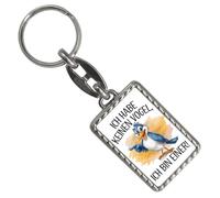 speecheese Cartoon Vogel Ich bin ein Vogel Schlüsselanhänger mit Bordüre Lustiger Vogelschlüsselring für Tierliebhaber