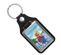 speecheese Gute Fahrt Schlüsselanhänger mit Kunstleder-Anhänger mit dem Heiligen Christophorus als Glücksbringer für den Schüsselbund oder Autoschlüssel damit man keinen Unfall baut und auf