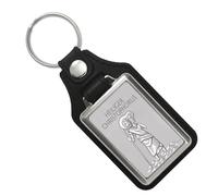 speecheese Heiliger Christophorus - HC silber Schlüsselanhänger mit Kunstleder-Anhänger der Schutzpatron der Reisenden und Autofahrer für den Schlüsselbund mit Heiligenfigur als Geschenk für