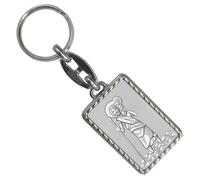 speecheese Heiliger Christophorus - silber Schlüsselanhänger mit Bordüre der Schutzpatron der Reisenden und Autofahrer für den Schlüsselbund mit Heiligenfigur als Geschenk für Fahranfänger
