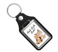 speecheese Luchs und Panda Schlüsselanhänger mit Kunstleder-Anhänger mit Spruch Hab dich lieb Paar-Schlüsselanhänger mit Kunstleder-Anhänger Freunde Umarmung Liebe Partner Valentinsgeschenk