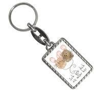 speecheese Mäuse Schlüsselanhänger mit Bordüre mit Spruch Ich geb‘ dich nie mehr her Liebe Romantik Partner Geschenk Geburtstag Geburt Liebe im Bett Erinnerung