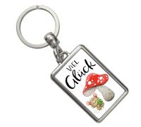 speecheese Maus mit Fliegenpilz Schlüsselanhänger mit Spruch Viel Glück Glücksbringer für Gesundheit Klee Pilz Aquarell Design Gute Besserungsgrüße fürs Bett