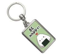 speecheese Onigiri Sushi Schlüsselanhänger mit Spruch Be happy Be happy Kawaii Sushi japanischer Glücksbringer Japan Manga
