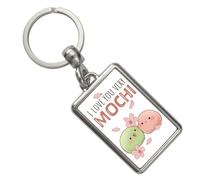 speecheese Schlüsselanhänger Mochi Paar mit Spruch I love you very Mochi | Kawaii Manga Design Japanisches Kirschblüten-Sakura-Motiv Perfekte Liebe für Japan-Fans