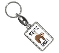 speecheese Schutzengel Faultier Schlüsselanhänger mit Bordüre witziger Anhänger für den Schlüsselbund als Geschenk für Fahranfänger die einen Aufpasser gut gebrauchen können