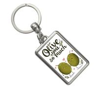 speecheese Zwei niedliche Oliven Schlüsselanhänger - Olive You so much Illustration mit Herzen süß und verspielt Romantik pur in niedlicher Typografie