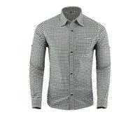 Speed4allkinds Trachtenhemd Herren Trachten Hemd Freizeithemd Baumwolle Oktoberfest Kariertes Hemd Outfit Langarm Trachten Hemden Wiesn Outfit Herren Grau (XL)