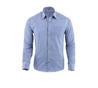Speed4allkinds Trachtenhemd Herren Trachten Hemd Freizeithemd Baumwolle Oktoberfest Kariertes Hemd Outfit Langarm Trachten Hemden Wiesn Outfit Herren Blau (M)