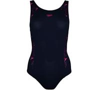 Speedo Boomstar Splice Damen-Badeanzug, Flyback, Schwarz/Rosa, schwarz / pink, 56