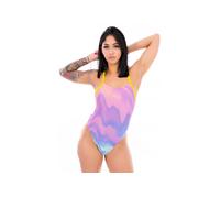 Speedo Allover Print Tie-Back Damen Badeanzug rosa/lila/blau - 28