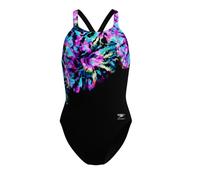 Speedo Placement Printed Powerback Damen Schwimmanzug, schwarz 42