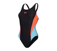 Speedo Colourblock 2.0 Badeanzug Schwimmbekleidung fürs Training Weiches Hautgefühl Fitnessschwimmen für Damen, Schwarz/Sirenenrot/Picton, 44 EU
