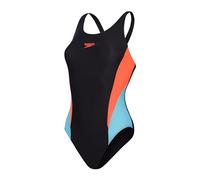 Speedo Colourblock 2.0 Badeanzug Schwimmbekleidung fürs Training Weiches Hautgefühl Fitnessschwimmen für Damen, Schwarz/Sirenenrot/Picton, 46