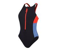 Speedo Colourblock Badeanzug mit Reißverschluss Fitnessschwimmen Stilvolles Design Weiches Hautgefühl für Damen, Drachenfeuer, XXS