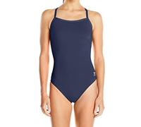 Speedo Damen Einteiliger Endurance+ Flyback, Einfarbig, Teamfarben für Erwachsene Badeanzug, Navy, 34