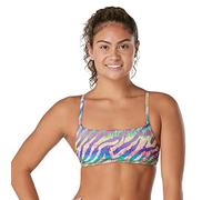 Speedo Damen Badeanzug Top Bikini Endurance Strappy Back Demi Bikinioberteil, Pride Animal Fever, Small