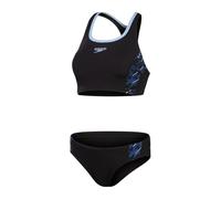 speedo damen badeanzug 2 teiler placement schwarz blau