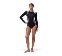 Speedo Damen Colourblock 2.0 Langärmeliger Badeanzug | Trainingsschwimmbekleidung | Weiche Haptik | Schwimmen Fitness Schwimmbekleidung, Schwarz, L