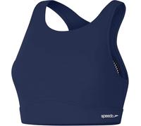 Speedo Damen Einfarbiges Highneck Top mit Netzstoff | Fitnessschwimmen | Stilvolles Design Cerulean Blue XL