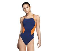 Speedo Damen Einteiliger Badeanzug Endurance+ Gekreuzter Rücken, Einfarbig, Teamfarben für Erwachsene Einteiler, Spark Navy/Orange, 38