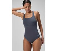 Speedo Damen Flex Band Swimsuit with Integrated Swim Bra | Swim FitneS | Training, Grey Lead/Black, 34