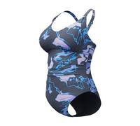 Speedo Damen Formender V-Ausschnitt Badeanzug mit Kreuzknoten | Shapewear | Schwimmbekleidung für Strand und Urlaub Schwimmbekleidung, Lila, 36