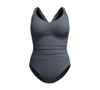 Speedo Damen Formgebender Badeanzug mit V-Ausschnitt | Shapewear | Strand- und Urlaubsbademode Schwimmbekleidung, Grey Lead/Schwarz, 34