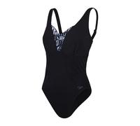 Speedo Damen Formgebender Opusgem Dd+ Badeanzug mit Print | Shapewear | Strand- und Urlaubsbademode Schwimmbekleidung, Schwarz/Oxid Grey/Weiß, 34/10