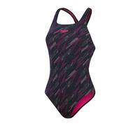 Speedo Damen Hyperboom Allover Medalist Badeanzug | Schnelltrocknend | Fitness | Chlorbeständig Black / Electric Pink / Usa Ch One Size