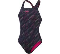 Speedo Damen Hyperboom Allover Medalist Badeanzug | Schnelltrocknend | Fitness | Chlorbeständig Black/Electric Pink/Usa Ch One Size