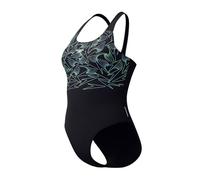 Speedo Damen Hyperboom Placement Muscleback Badeanzug | Schnelltrocknend | Training | Fitness | Chlorbeständig Black/Alfalfa Green 42