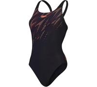 Speedo Damen Hyperboom Placement Muscleback Badeanzug | Schnelltrocknend | Training | Fitness | Chlorbeständig Black/Siren Red/Plum Dandy 2-4YR