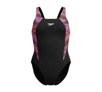 Speedo Muscleback Splice Hyperboom Damen-Badeanzug, Schwarz/Pink, 34 EU
