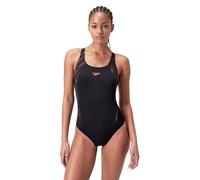 Speedo Damen Hyperboom Splice Muscleback Swimsuit | Clasic Design | Quick Drying | Training | FitneS | Chlorine Resistant, Hyper Black/Elec Pnk/Ecstatic, 34