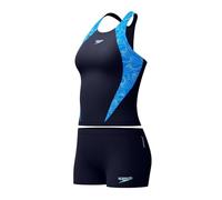 Speedo Damen Hyperboom Splice Tankini | Schnell trocknende Schwimmbekleidung | Schwimmtraining | Fitness Schwimmbekleidung, Lagoon Blue/Celeste, 32