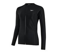 Speedo Damen Langärmliges Rash Top mit durchgehendem Reißverschluss als Sonnenschutz | UV-Schutz | Reißverschluss vorne Black XXS