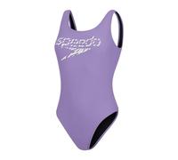 Speedo Damen Logo Deep U-Back Badeanzug, Miami Lilac/Weiß, 32