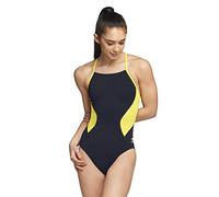 Speedo Damen One Piece Endurance+ Cross Back Solid Adult Team Colors Einteiler, Spark Schwarz/Gelb, 38