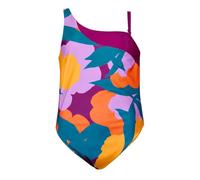 Speedo Damen Printed Asymmetric Plus Size 1pce Badeanzug, Ocean Depths/Mango/Carrot Cake/Neon-Violett/Berry Cool, 44