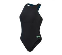 Speedo Damen Racer Zip Badeanzug, Schwarz, 44 EU